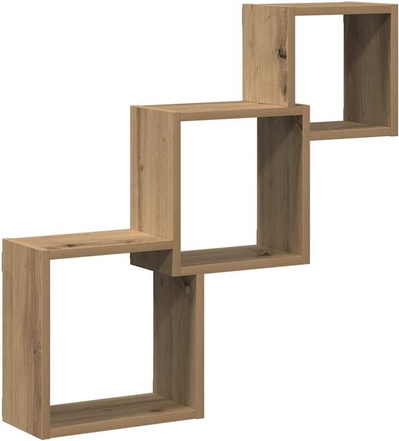 VidaXL Wandplanken kubus 68x15x68cm bewerkt hout artisanaal eikenkleur