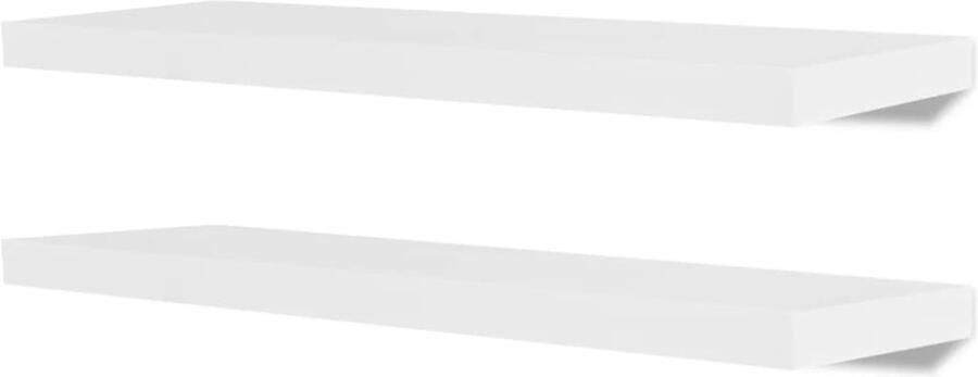 VidaXL Wandplanken MDF zwevend voor boeken dvd wit 2 st Wandplanken Mdf Zwevende Wandplanken Witte Wandplanken Wanddecoratie - Foto 2