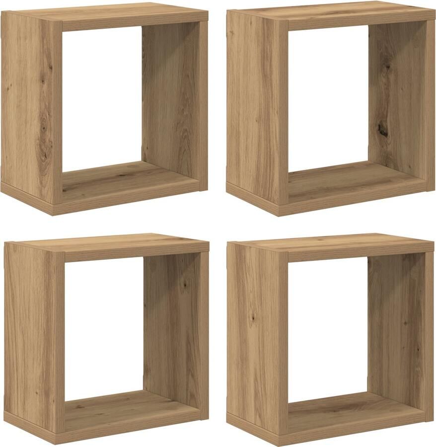 VidaXL Wandplanken met plank 4 pcs Ambachtelijk eiken Bewerkt hout