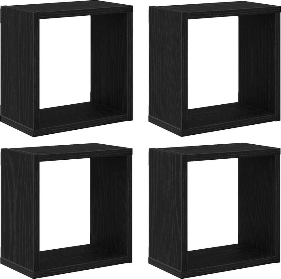 VidaXL Wandplanken met plank 4 pcs Zwart eikenhout Bewerkt hout