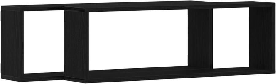 VidaXL Wandplanken Set van 2 Zwart Eiken 80x15x26 cm Gemaakt van Bewerkt Hout - Foto 2