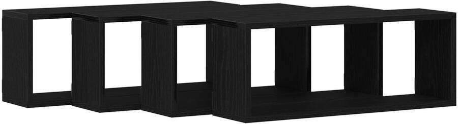 VidaXL Wandplanken Set van 4 Zwart Eiken 60x15x23 cm Gemaakt van Houtcomposiet