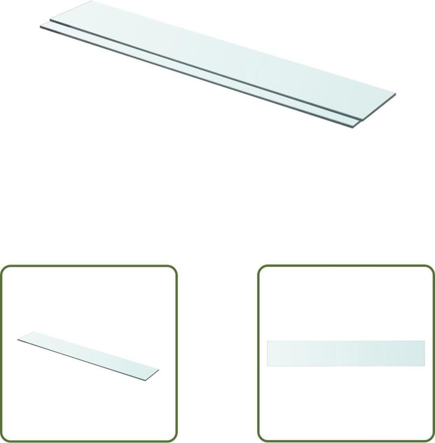 The Living Store Schappen 2 st 80x12 cm glas transparant Glazen Schap Wandplank Vitrinekast Transparant Glas Modern Design