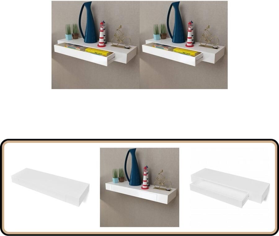 VidaXL Wandplanken Zwevend 2 stuks 80 cm Wit Wandplank Hangplank Mdf Plank Wit Meubilair Opbergplank