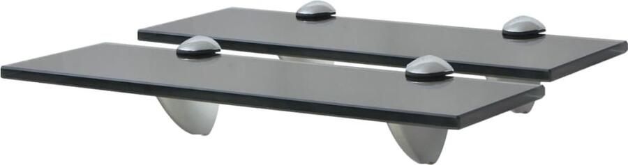 VidaXL Wandplanken Zwevende Planken Schappen zwevend 2 st 30x10 cm 8 mm glas Glazen Schappen Zwarte Schappen Minimalistisch Wonen - Foto 2
