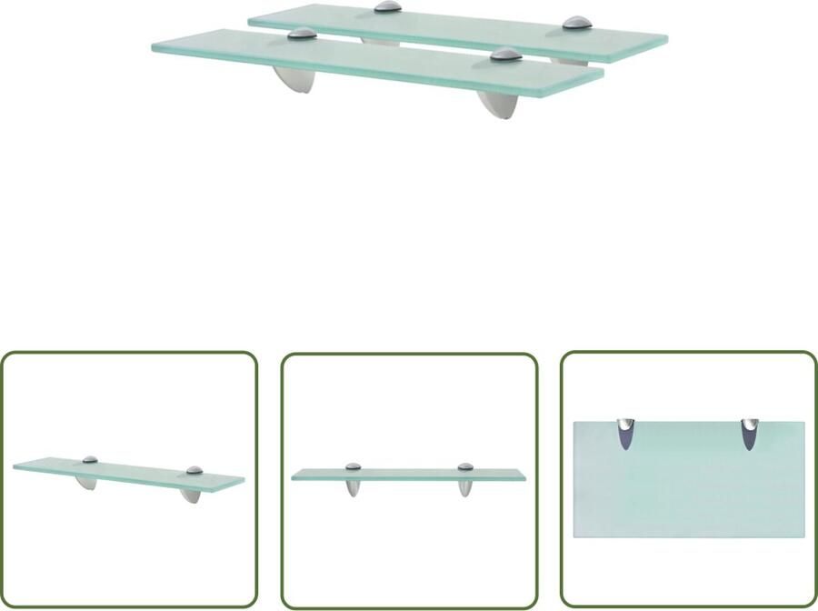 The Living Store Schappen zwevend 2 st 40x20 cm 8 mm glas Zwevende Wandplank Glazen Wandplank Wanddecoratie Opbergruimte Transparante Wandplank - Foto 2