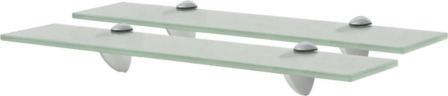 VidaXL Schappen zwevend 2 st 50x10 cm 8 mm glas Zwevende Planken Wandplanken Glazen Schappen Design Schappen Minimalistisch Wonen