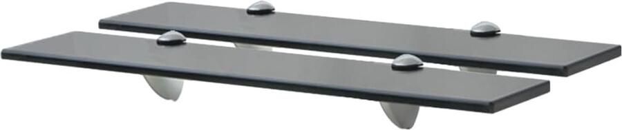 The Living Store Schappen zwevend 2 st 50x20 cm 8 mm glas Zwevende Plank Wandplank Glaswandpaneel Zwarte Wanddecoratie Opbergplank - Foto 2
