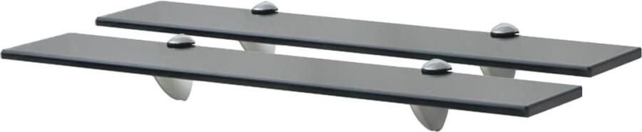 VidaXL Schappen zwevend 2 st 60x10 cm 8 mm glas Zwevende Planken Wandplanken Glazen Schappen Zwarte Schappen Minimalistische Decoratie