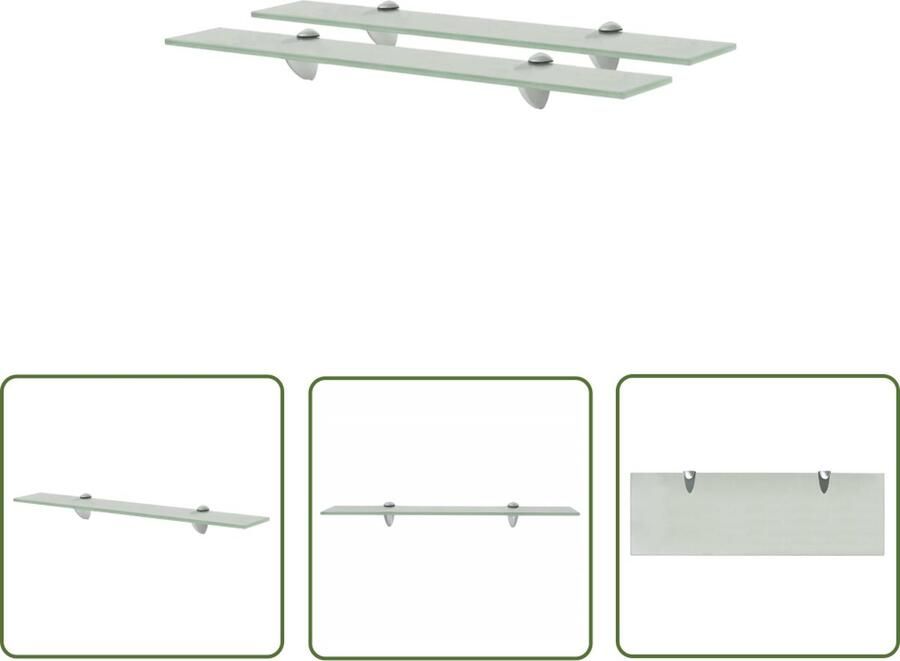 The Living Store Schappen zwevend 2 st 60x20 cm 8 mm glas Zwevende Plank Wandplank Glazen Schap Vitrinekast Modern Design