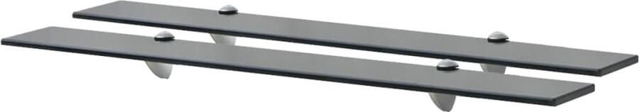 VidaXL Schappen zwevend 2 st 80x10 cm 8 mm glas Zwevende Planken Wandplanken Glazen Schappen Zwarte Schappen Minimalistisch Design - Foto 2