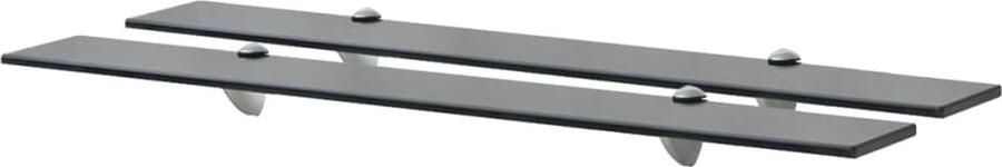 The Living Store Schappen zwevend 2 st 80x20 cm 8 mm glas Zwevende Plank Wandplank Badkamerspiegel Zwarte Spiegel Badkamerdecoratie