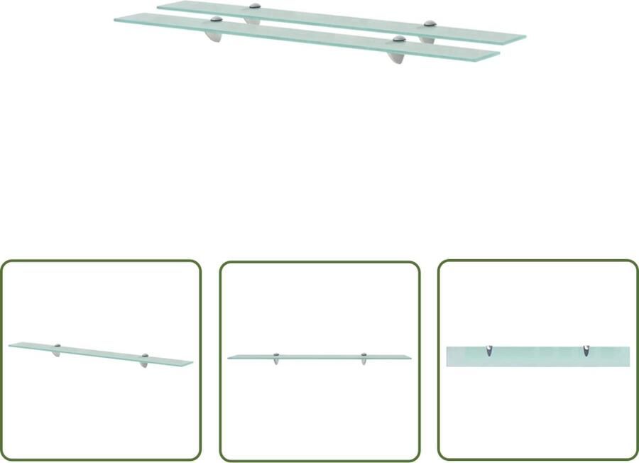 The Living Store Schappen zwevend 2 st 90x10 cm 8 mm glas Zwevende Plank Wandplank Vitrinekast Opbergruimte Badkameraccessoires