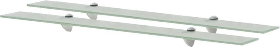 The Living Store Schappen zwevend 2 st 90x20 cm 8 mm glas Zwevende Plank Wandplank Vitrinekast Glaswandpaneel Opbergplank
