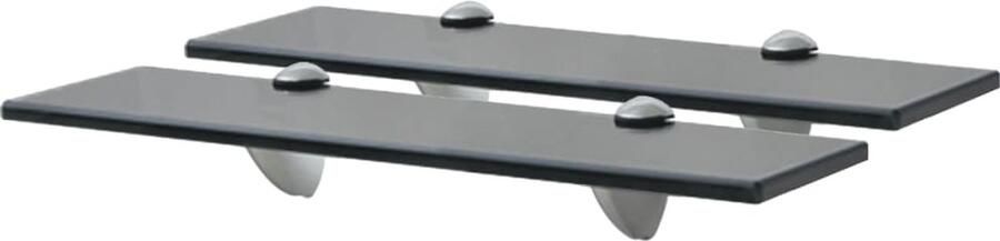 VidaXL Schappen zwevend 2 st 40x20 cm 8 mm glas Zwevende Schappen Wandplanken Glazen Schappen Zwarte Schappen Minimalistisch Wonen