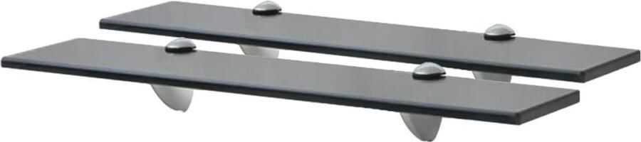 The Living Store Schappen zwevend 2 st 50x10 cm 8 mm glas Zwevende Plank Wandplank Glaswandpaneel Zwarte Wanddecoratie Opbergplank - Foto 2