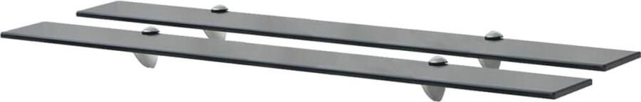 The Living Store Schappen zwevend 2 st 90x20 cm 8 mm glas Zwevende Plank Wandplank Glaswandpaneel Zwarte Wanddecoratie Modern Design