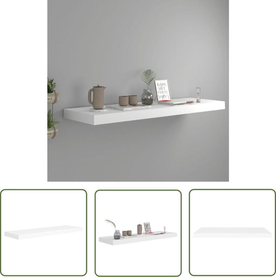 VidaXL Wandschap zwevend 80x23 5x3 8 cm MDF wit Zwevend Wandschap Wandplankje Opbergruimte Mdf Kast Minimalistisch Wonen