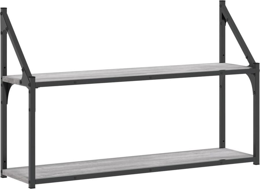 VidaXL Wandrek 2-laags 80x21x51 cm bewerkt hout grijs sonoma eiken - Foto 4