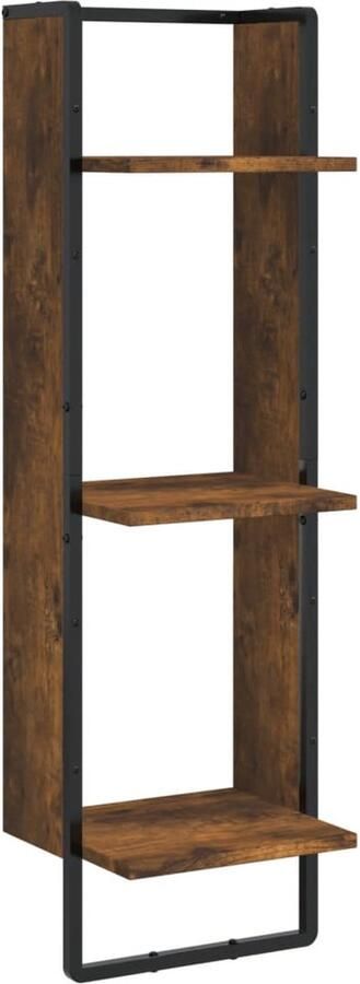 VidaXL Wandrek 3-laags 30x25x100 cm bewerkt hout gerookt eikenkleurig - Foto 2