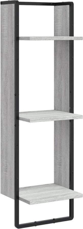 VidaXL Wandrek 3-laags 30x25x100 cm bewerkt hout grijs sonoma eiken - Foto 3