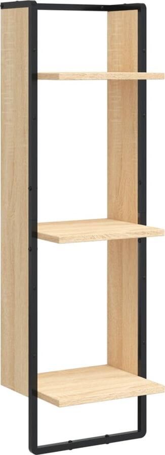 VidaXL Wandrek 3-laags 30x25x100 cm bewerkt hout sonoma eikenkleurig - Foto 3