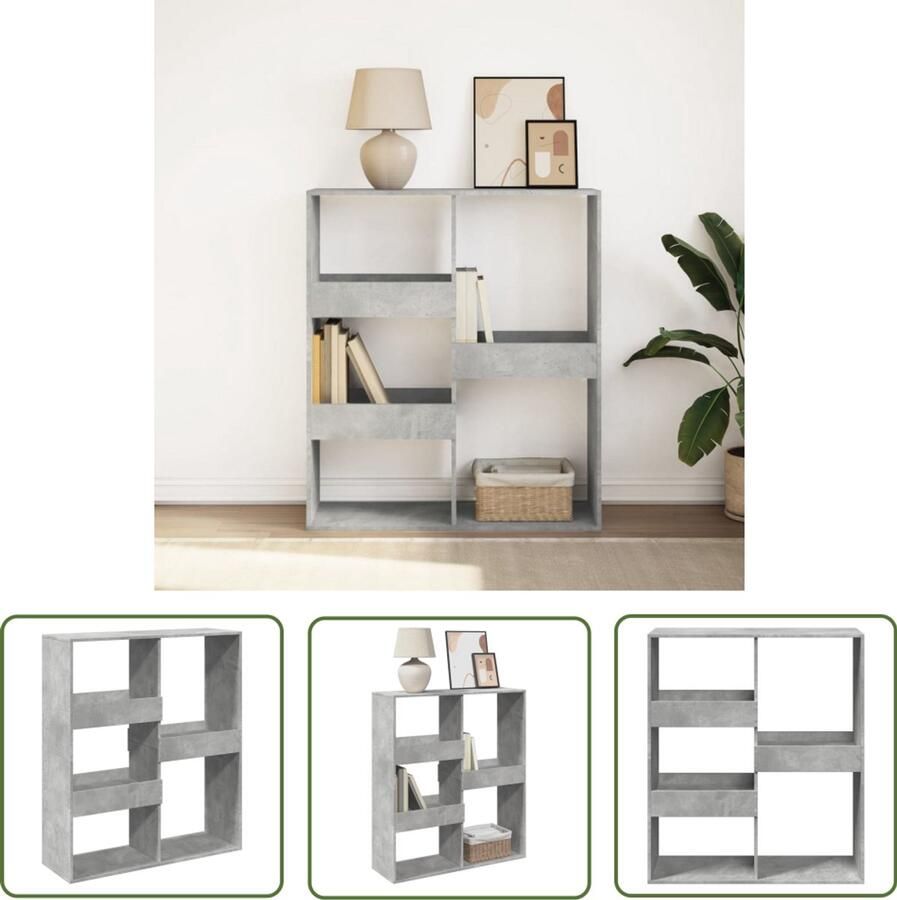 VidaXL Boekenkast kamerscherm 100x33x115 cm betongrijs Boekenkast Wandrek Kamer Scheidingswand Opslagoplossing Houten Kast