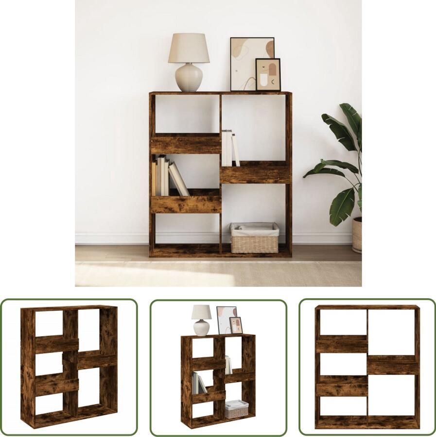 The Living Store Boekenkast kamerscherm 100x33x115 cm gerookt eikenkleur Boekenkast Wandrek Opslagoplossing Houten Boekenkast Kamer Scheidingswand