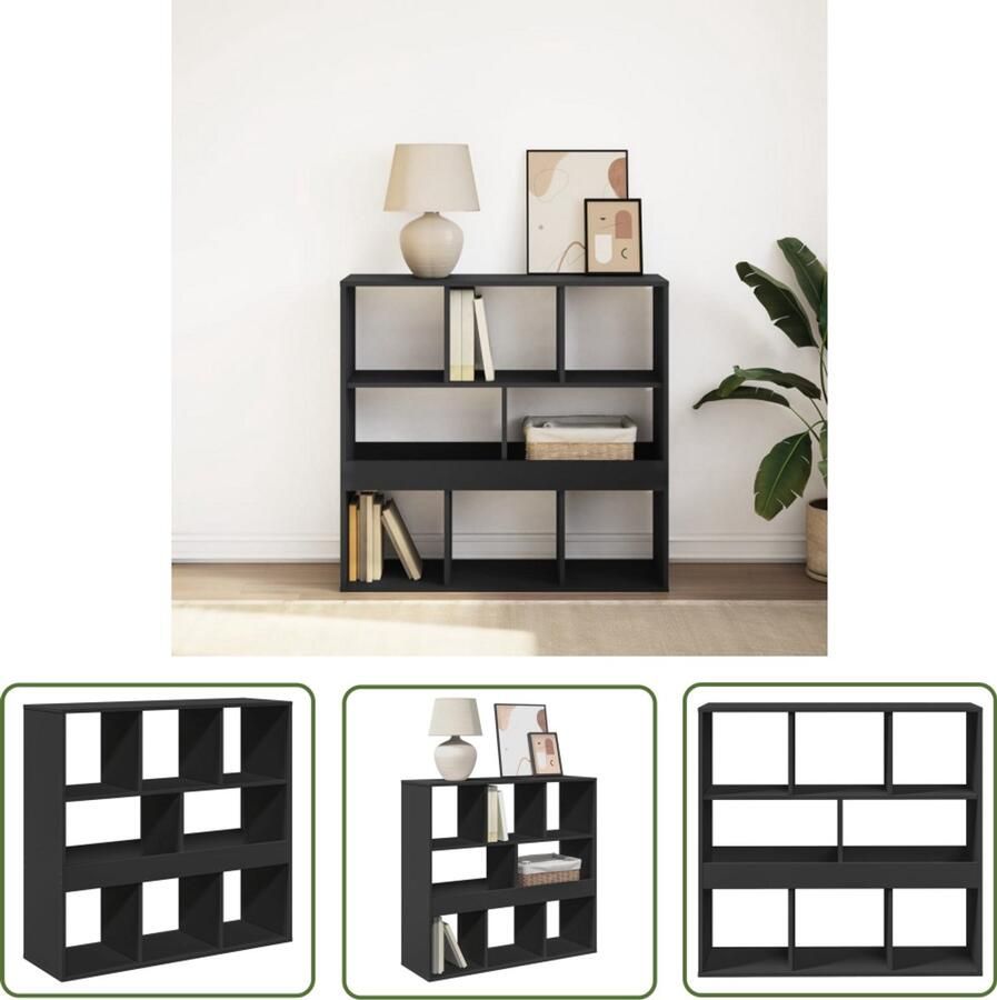 The Living Store Boekenkast kamerscherm 100x33x94 5 cm zwart Boekenkast Wandrek Opbergruimte Houten Boekenkast Design Boekenkast