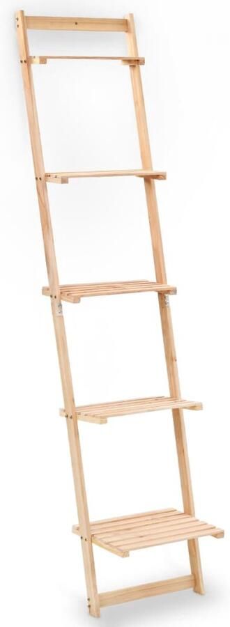 VidaXL Wandrek Ladder 41 5x30x176 cm Cederhout Plantenrek Houten Plantenrek Muurplank Ladder Plank Sierplank Woonaccessoires Interieurdecoratie Plantensteun Kamerplanten Balkonplanten Binnenplanten