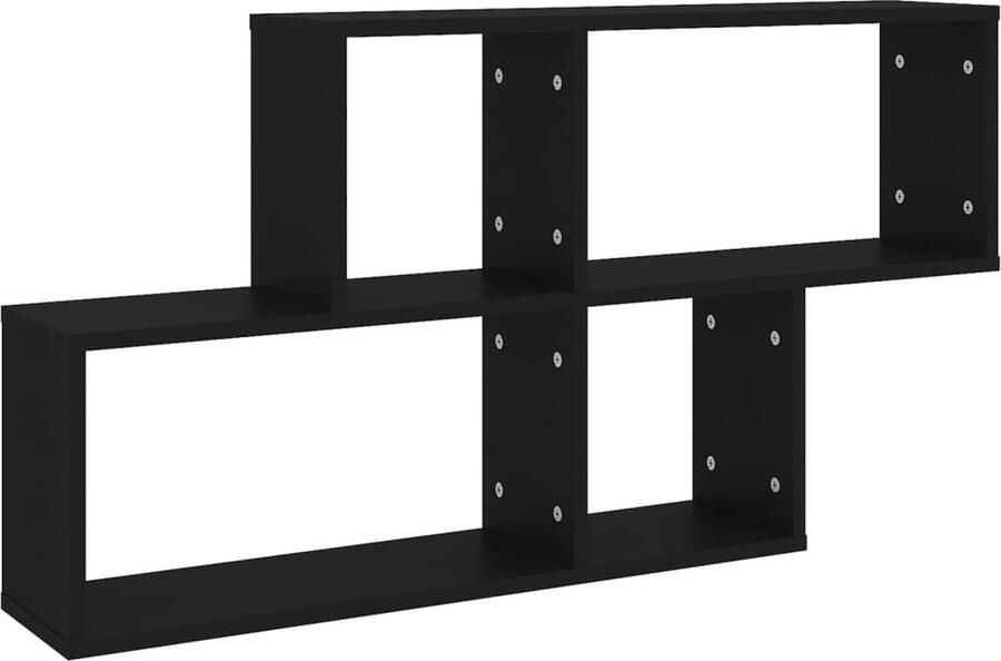 VidaXL Wandschap 100x18x53 cm Bewerkt hout Zwart Wandplank Kastenplankje Houten Plank Zwart Kastje Opslagkast