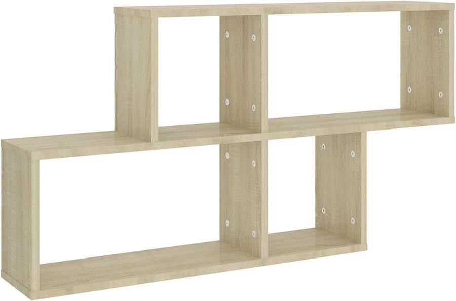 VidaXL Wandschap 100x18x53 cm Sonoma eiken Wandplank Kubus Plank Salontafel Woonaccessoires Houten Wandplank