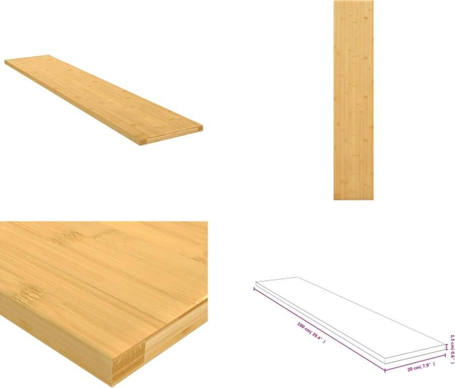 VidaXL Wandschap 100x20x1-5 cm bamboe Plank Planken Wandplank Opslagplank