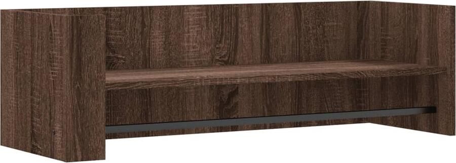 The Living Store Wandschap 100x35x30 5 cm bewerkt hout bruin eikenkleurig Zwevend Wandschap Houten Wandplank Woonaccessoires Bergruimte Muurkast - Foto 2