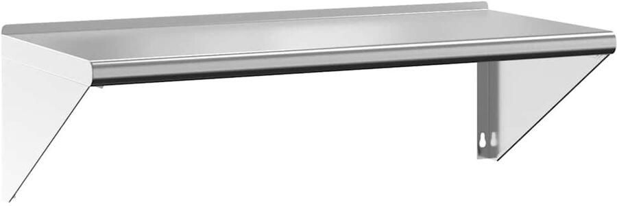 The Living Store Wandschap 100x45x31 cm roestvrijstaal zilverkleurig Zwevend Wandschap Wandplanken Roestvrijstalen Wandplank Wanddecoratie Opbergruimte