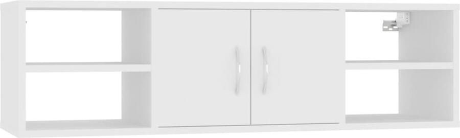 VidaXL Wandschap 102x30x29 cm Wit Bewerkt hout Wandplank Houten Kast Opslagmogelijkheden Badkamerkast Keukenopslag