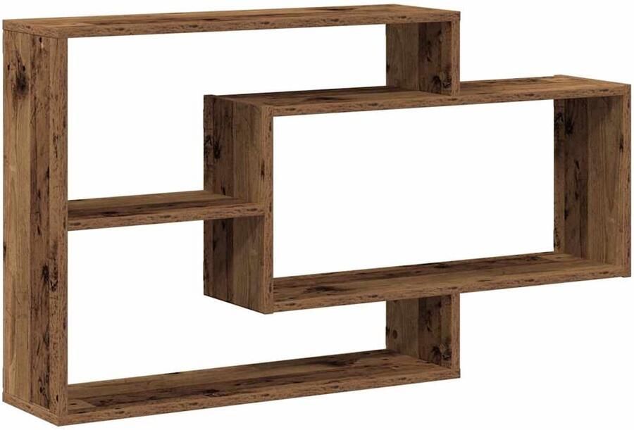 VidaXL Wandplank Wandplanken Zwevende Plank Wandgemonteerde Plank Wandschap 104x20x58 5 cm bewerkt hout oud houtkleurig