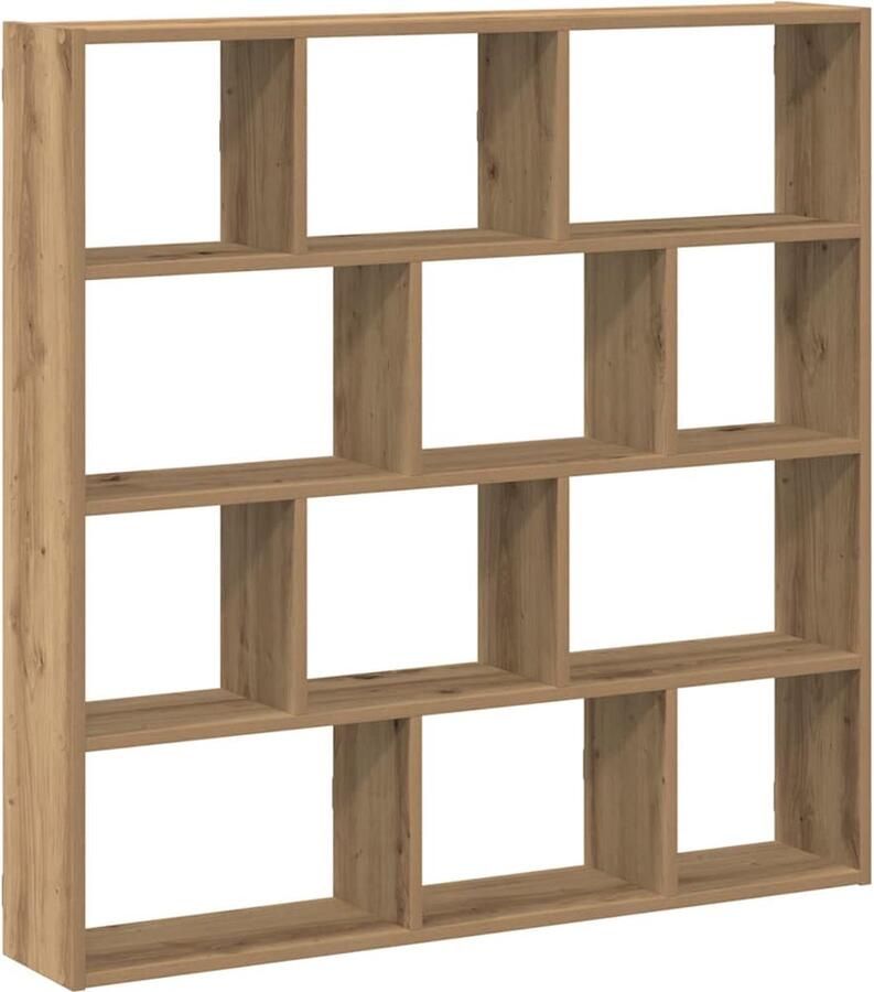 VidaXL Wandschap 12 vakken Artisanaal eiken Hout Wandplankje Houten Plank Opslagoplossing Organisatorisch Woonaccessoires