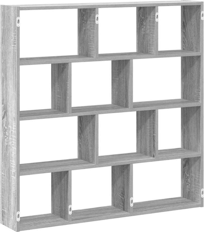 VidaXL Wandschap 12 vakken Grijs Sonoma Eiken Wandkast Houten Kast Opslagkasten Organisator Badkamerkast