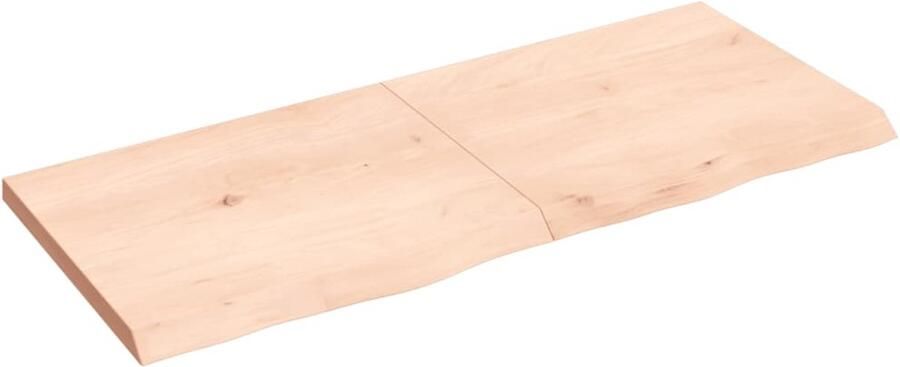 VidaXL Wandschap 120x50x(2-4) cm onbehandeld massief eikenhout Wandschap Wandschappen Wandplank Wandrek
