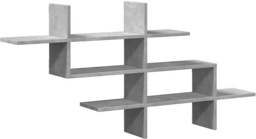 The Living Store Wandschap 124 5x18x60 5 cm bewerkt hout betongrijs Wandplank Houten Plank Opbergplanken Zwevend Rek Decoratief Wandrek