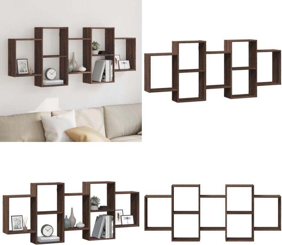 VidaXL Wandschap 159x18x65 cm bewerkt hout bruin eikenkleurig Wandschap Wandschappen Wandplank Wandrek