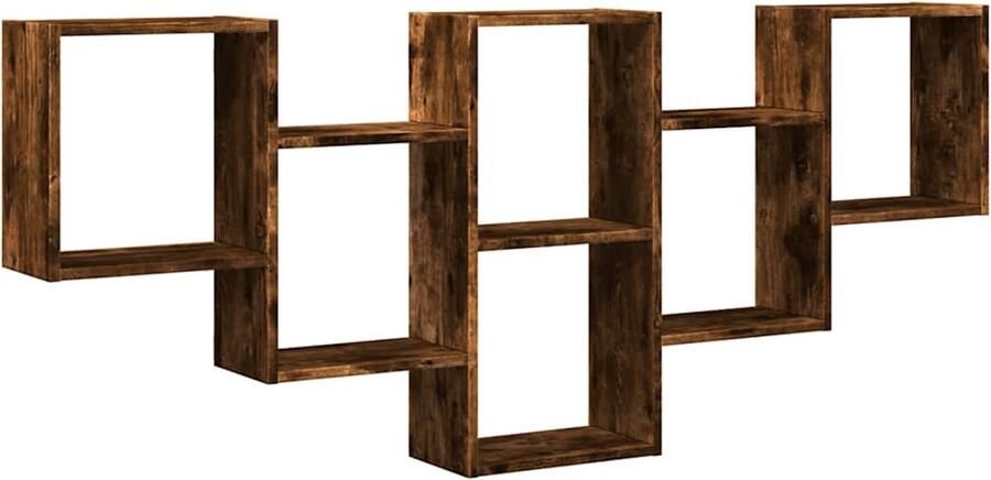 VidaXL Wandschap 159x18x66 cm bewerkt hout gerookt eikenkleurig Wandschap Wandschappen Wandplank Wandrek