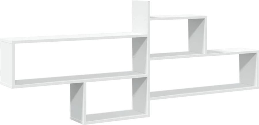 The Living Store Wandschap 167 5x18x68 cm bewerkt hout wit Wandplank Houten Plank Opslagoplossing Muurschaps Minimalistische Meubels