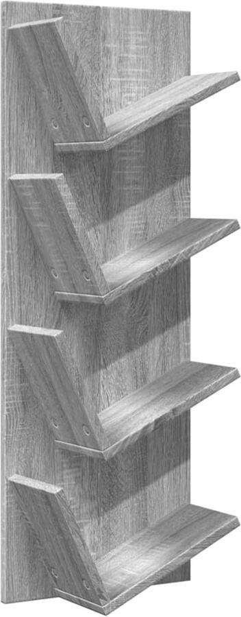 VidaXL Wandschap 4-Lagen Grijs Sonoma Eiken 90 cm Boekenplank Wandplanken Houten Plank Opslagruimte Badkamerkast