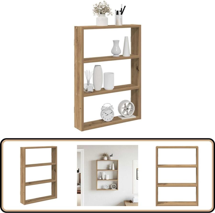 VidaXL Wandschap 43x9x60 cm Artisanaal Eiken Wandplanken Houten Planken Opbergplank Zwevende Plank Woonaccessoires