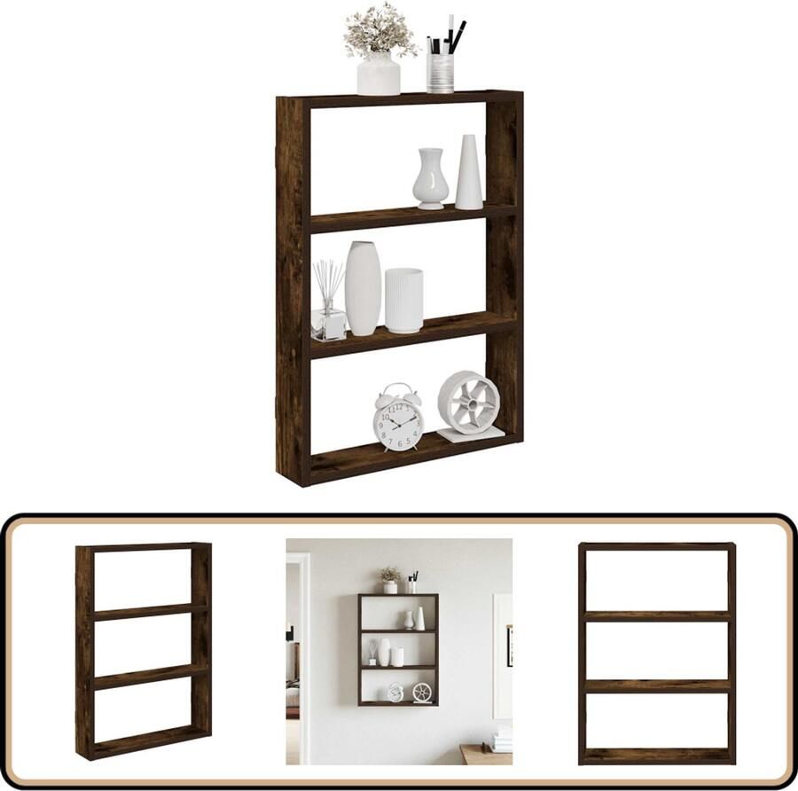 VidaXL Wandschap 43x9x60 cm Gerookt Eikenkleurig Wandplank Houten Plank Hangplank Bergruimte Woonaccessoires