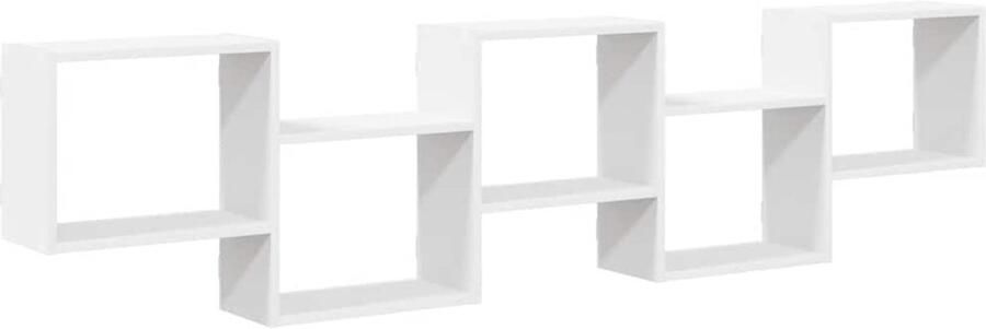 VidaXL Wandschap 5 vakken Bewerkt hout Wit Wandplankje Houten Plank Opslagoplossing Kastje Decoratiekast