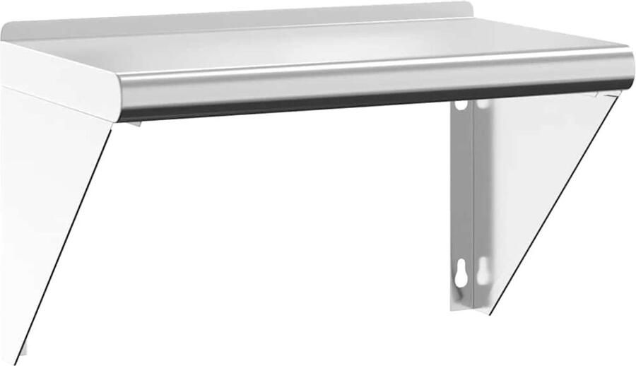 The Living Store Wandschap 50x30x31 cm roestvrijstaal zilverkleurig Zwevend Wandschap Roestvrijstalen Wandplanken Wanddecoratie Multifunctionele Wandplank Ruime Wandkast