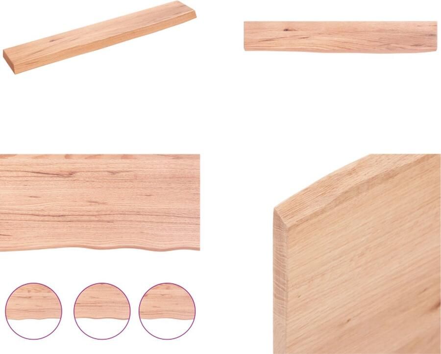 VidaXL Wandschap 60x10x2 cm behandeld massief eikenhout lichtbruin Wandschap Wandschappen Wandplank Wandrek